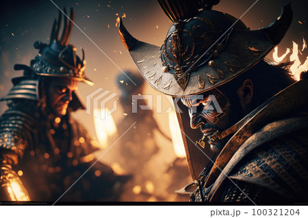 戦場で戦う戦国時代の武将 戦場で戦う戦国時代の武将 100321204