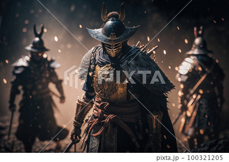 戦場で戦う戦国時代の武将 戦場で戦う戦国時代の武将 100321205