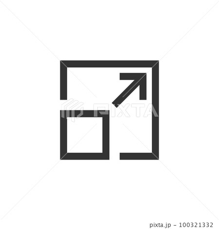 Compact size icon in flat style. Scale fit vector illustration on isolated background. Resize button sign business concept. Compact size icon in flat style. Scale fit vector illustration on isolated background. Resize button sign business concept. 100321332