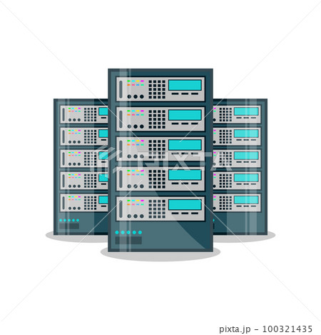 Data center icon in flat style. Computer datacenter vector illustration on isolated background. Storage cloud sign business concept. 100321435