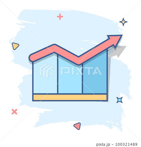 Cartoon chart icon in comic style. Graph illustration pictogram. Diagram sign splash business concept. 100321489