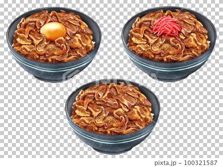 Beef bowl topping red ginger raw egg 100321587