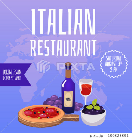 Squared banner for Italian restaurant flat style, vector illustration Squared banner for Italian restaurant flat style, vector illustration 100323391