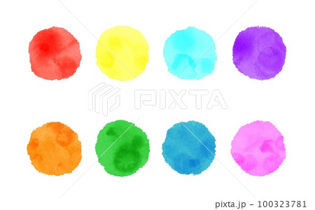 Rounds of bright colors made with watercolor 100323781