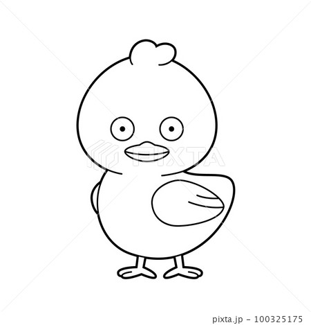 Easy coloring cartoon vector illustration of a chick 100325175