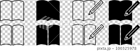 Monochrome document and pencil icon set Monochrome document and pencil icon set 100325978