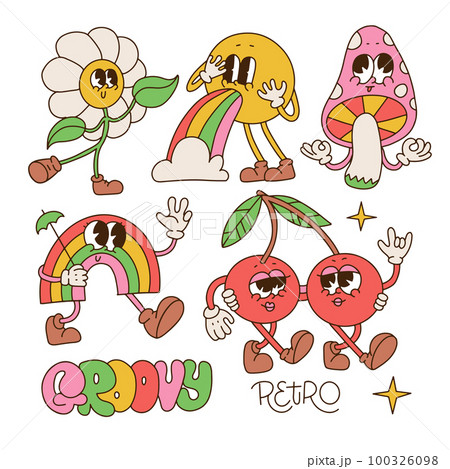 retro groovy funky flat sticker decoration 17339747 PNG