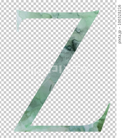Watercolor teal green letter Z isolated illustration, wedding and greeting design element 100328216