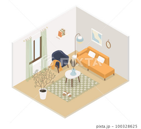 Home interior - modern vector colorful isometric illustration 100328625