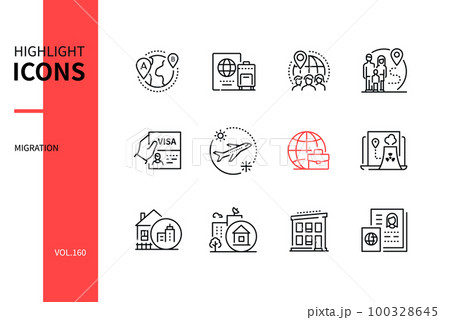 International migration - modern line design style icons set International migration - modern line design style icons set 100328645