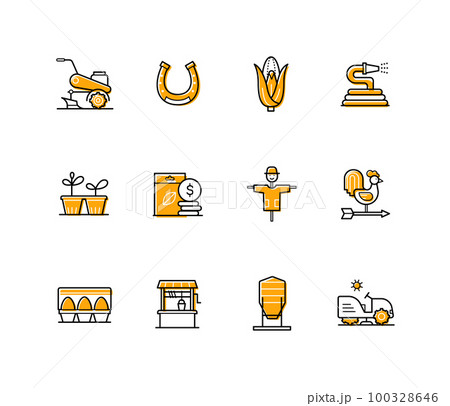 Country life and farming - modern colorful line design style icons Country life and farming - modern colorful line design style icons 100328646
