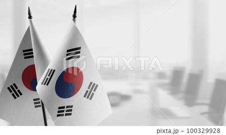 Small flags of the South Korean on an abstract blurry background Small flags of the South Korean on an abstract blurry background 100329928