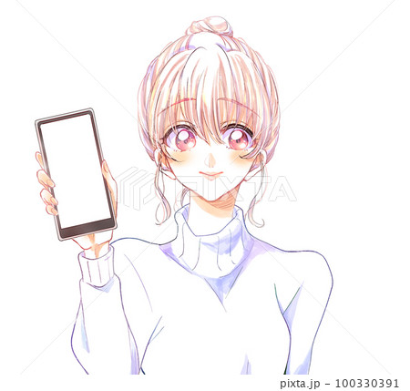 スマホを見せる女性 スマホを見せる女性 100330391