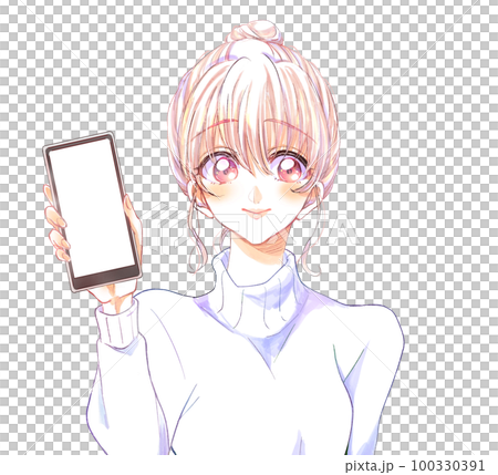 スマホを見せる女性 スマホを見せる女性 100330391