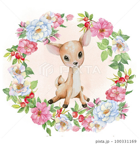 Embossed icon set of cute animals and flowers - Stock Illustration  [87018744] - PIXTA