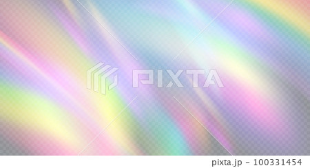 Rainbow light prism effect, transparent background. Hologram reflection, crystal flare leak shadow overlay. Vector illustration of abstract blurred iridescent light backdrop. Rainbow light prism effect, transparent background. Hologram reflection, crystal flare leak shadow overlay. Vector illustration of abstract blurred iridescent light backdrop. 100331454