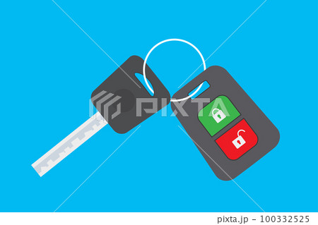 Cartoon Car key isolated on blue backgroundのイラスト素材 [100332525] - PIXTA