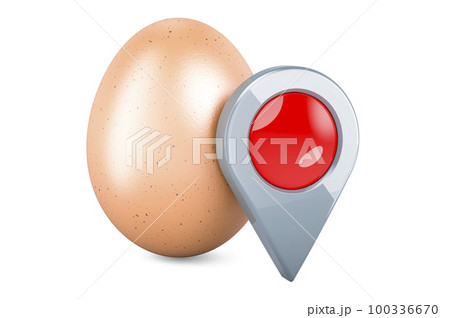 Egg with map pointer. 3D rendering 100336670