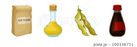 Soy Product as Organic Vegetarian Food and Nutrition Vector Set 100336751