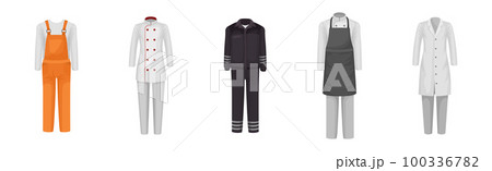 Workwear or Professional Staff Clothing and Outfit Front View Vector Set Workwear or Professional Staff Clothing and Outfit Front View Vector Set 100336782