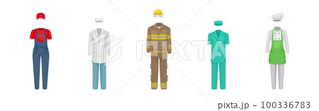 Workwear or Professional Staff Clothing and Outfit Front View Vector Set 100336783