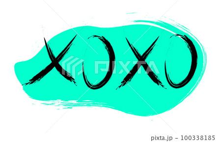 Graffiti XoXo word on green background. Hand drawn 100338185
