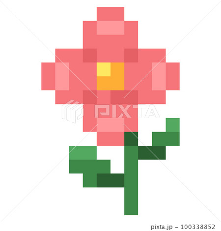 ピンクの小花のピクセルイラストレーション ピンクの小花のピクセルイラストレーション 100338852