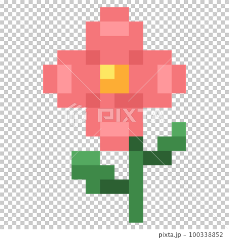ピンクの小花のピクセルイラストレーション ピンクの小花のピクセルイラストレーション 100338852