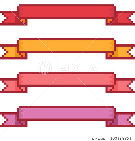 赤系のリボンタイトルのピクセルイラストレーション 100338853
