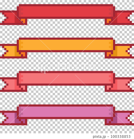 赤系のリボンタイトルのピクセルイラストレーション 100338853