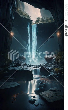 mystical magical waterfall in the mountains mystical magical waterfall in the mountains 100339699