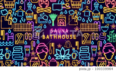 Sauna Bathhouse Neon Banner 100339964