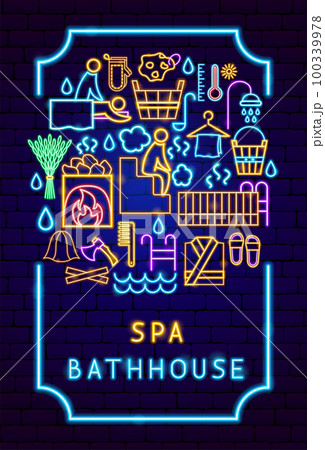 Spa Bathhouse Neon Poster 100339978