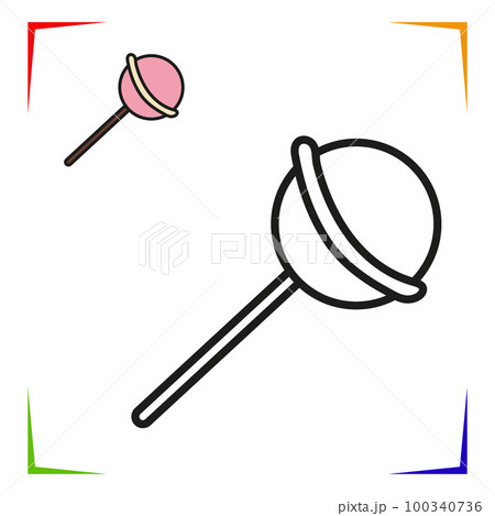 Candy Coloring Page. Vector Educational worksheet colored by sample. Paint game. Candy Coloring Page. Vector Educational worksheet colored by sample. Paint game. 100340736
