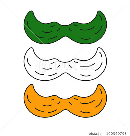 Patricks day mustache flag vector illustration isolated on white background Symbol Doodle Irish sign 100340793
