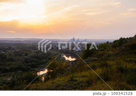 Sunset over Ivano Frankivsk city in Ukraine Sunset over Ivano Frankivsk city in Ukraine 100341528
