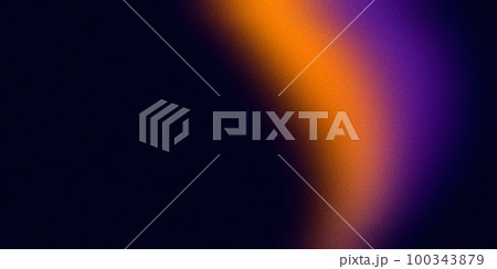 Orange purple vibrant color gradient wave on black background, grainy texture, copy space 100343879