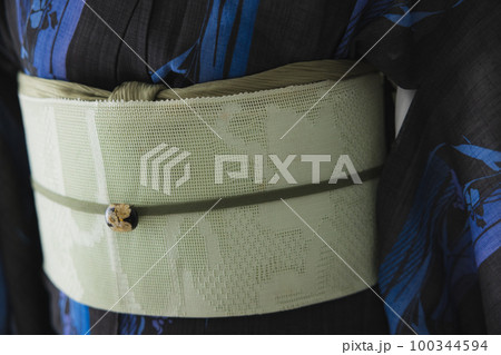 黒い夏の小紋　薄物　　 100344594