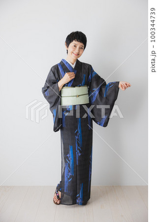 黒い夏の小紋　薄物　　　 100344739