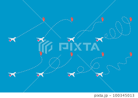 Vector Illustration of Airplane Trajectories Set 100345013