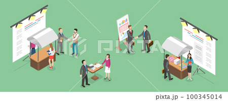 3D Isometric Flat Vector Conceptual Illustration of Trade Show 100345014