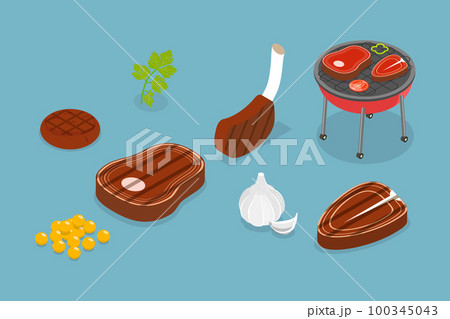 3D Isometric Flat Vector Set of Beef Steaksのイラスト素材 [100345043] - PIXTA