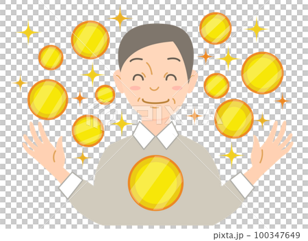 金銭的なゆとりがある笑顔のシニア男性 100347649