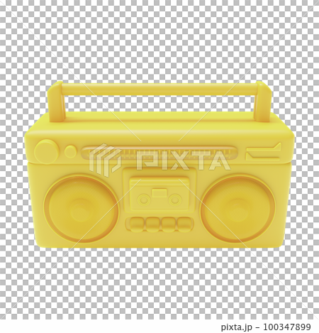 yellow antique cassette player front view. Designed in minimal concept. 100347899