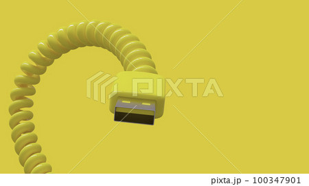 Computer Data Connecting Cable or USB Yellow color. Designed in minimal concept. Yellow background and clipping path. Computer Data Connecting Cable or USB Yellow color. Designed in minimal concept. Yellow background and clipping path. 100347901