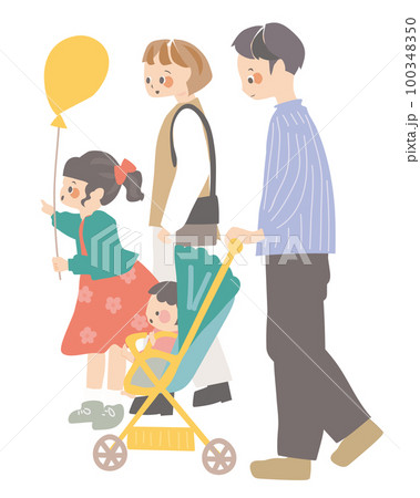 家族でお出かけするイラスト 100348350