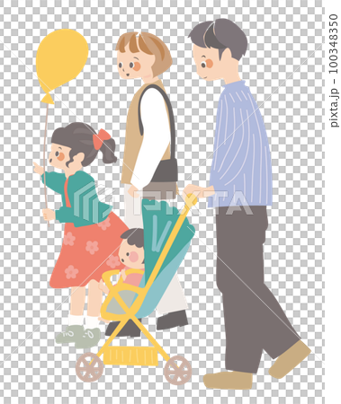 家族でお出かけするイラスト 100348350