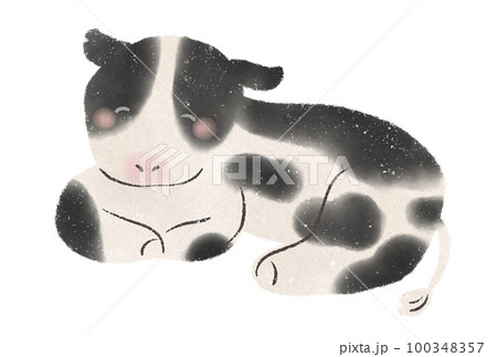 水彩風 かわいい牛のイラスト素材 水彩風 かわいい牛のイラスト素材 100348357