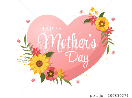 Happy Mother Day on May 14 Illustration with Affection for Baby and Kids in Flat Cartoon Hand Drawn for Web Banner or Landing Page Templates 100350271