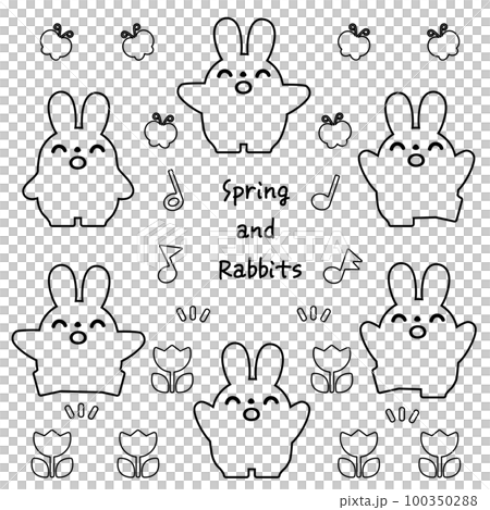 Spring material and rabbit set _ line drawing 100350288